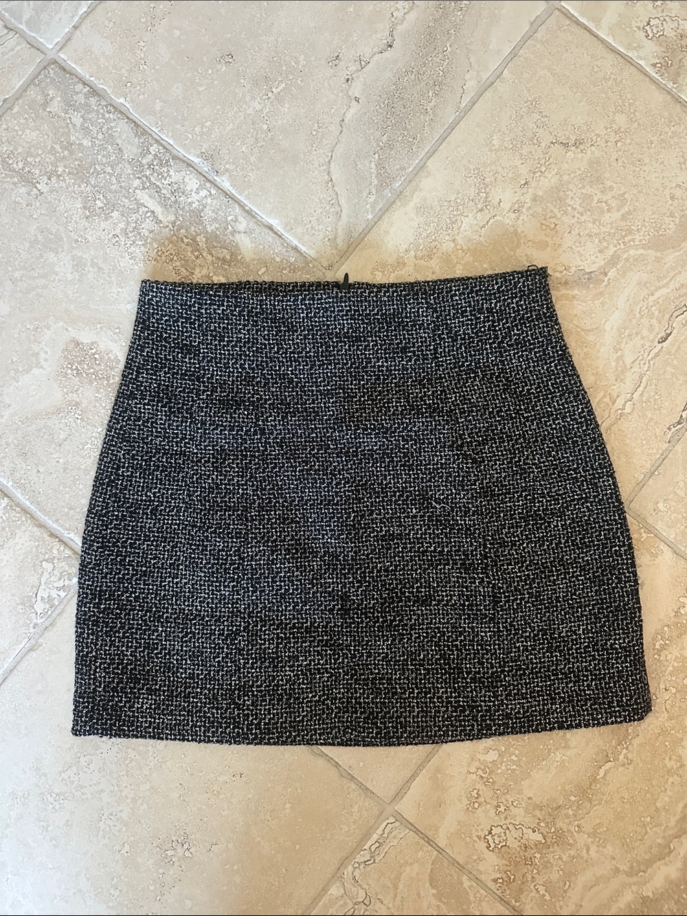 Zara Black and White Tweed Mini Skirt